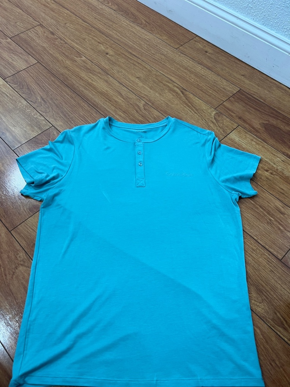 Calvin Klein Teal Short Sleeve Henley Polo